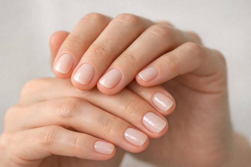 Mani con unghie cortissime curate e manicure nude