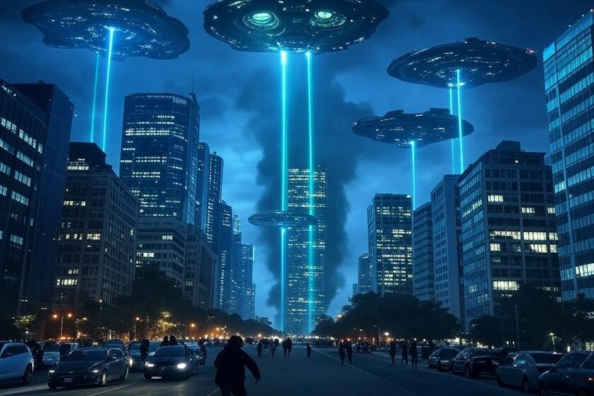 Sognare un attacco alieno con astronavi nel cielo e palazzi distrutti