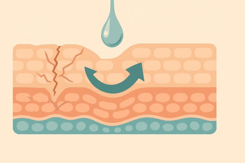 Rappresentazione dell’effetto rigenerante della bava di lumaca sulle smagliature