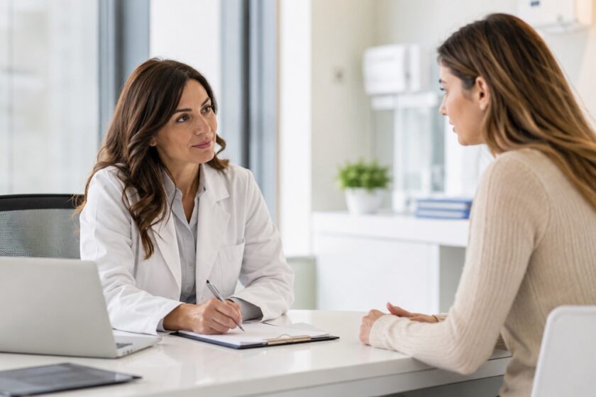 Giovane donna durante un colloquio con la ginecologa per la prescrizione della pillola anticoncezionale